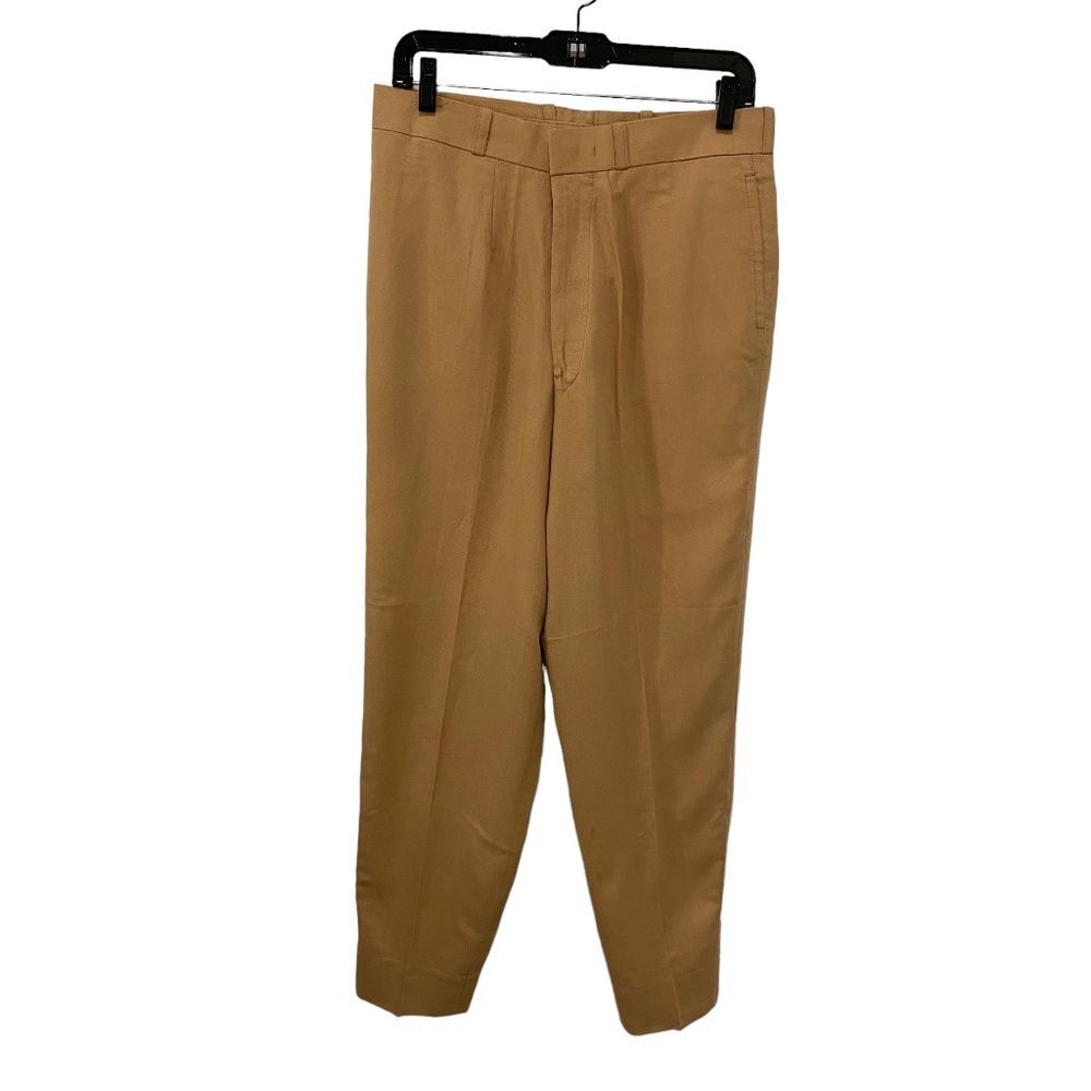 Custom Made Tan Pleated Trousers High Waisted Dress Pants Suit Separate Medium
